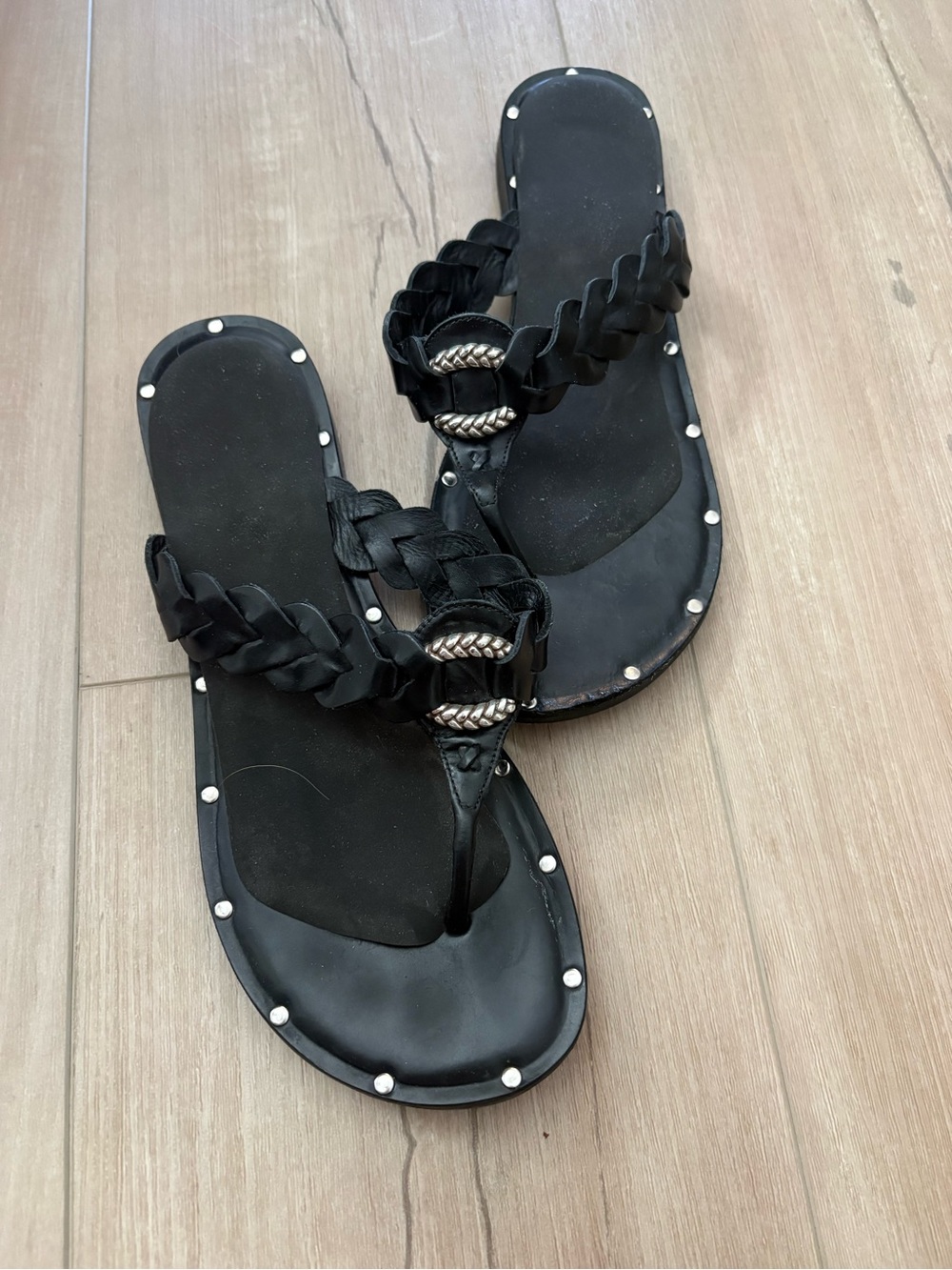 Brighton Braided Thong Sandals with Metallic Accent 8